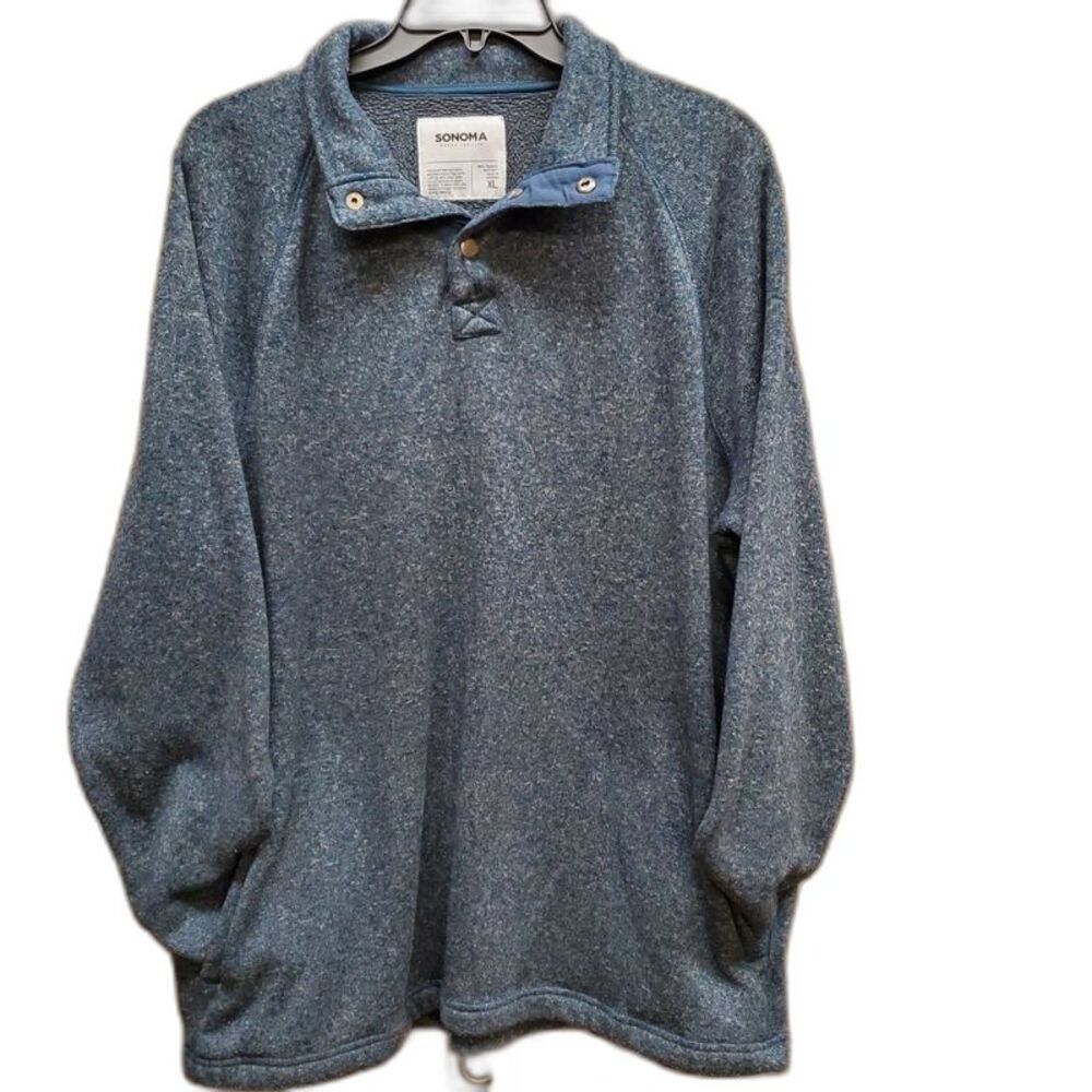Sonoma Heather Blue Henley Style Pullover